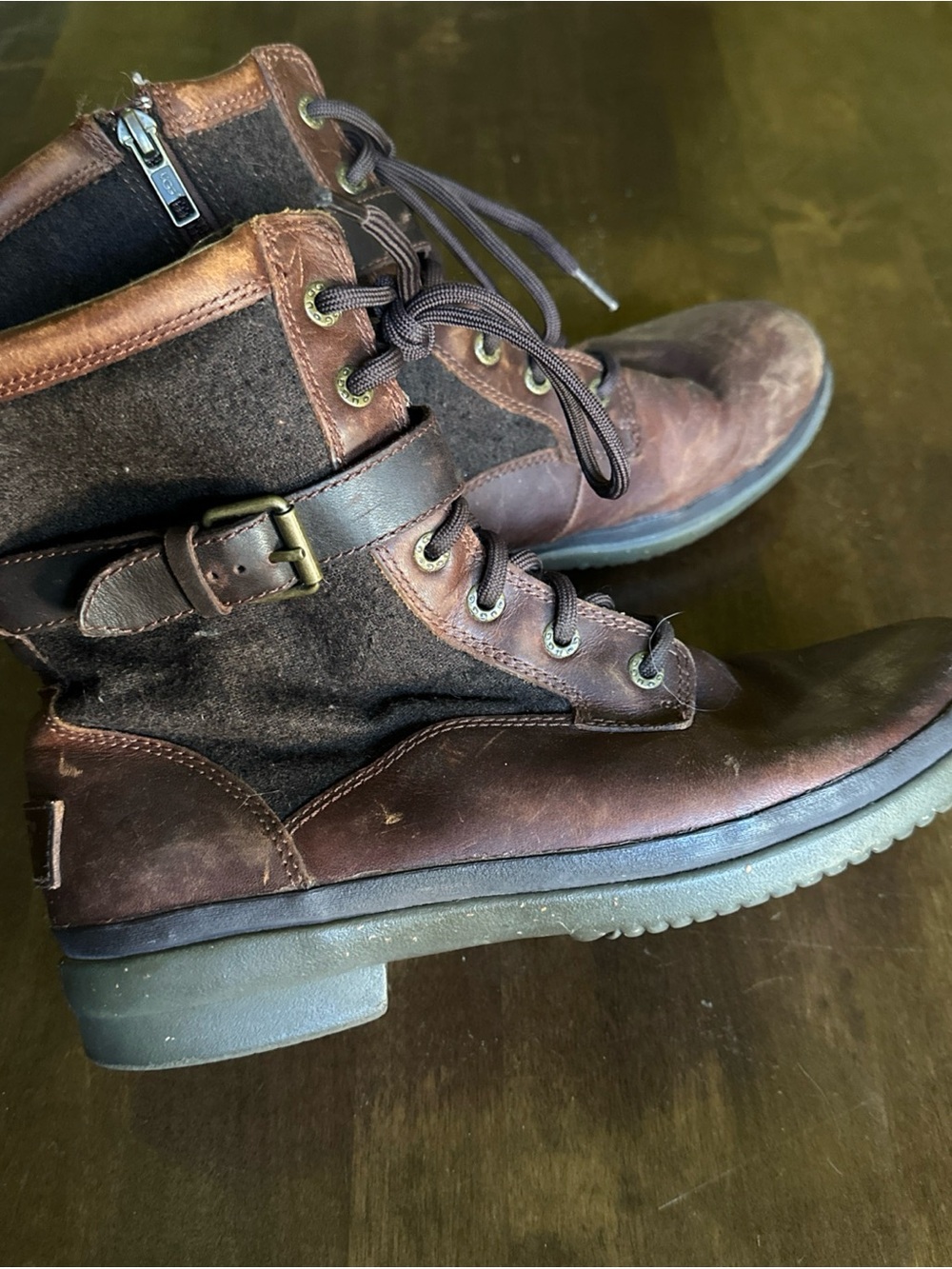 UGG Women's Kesey Boot Brown Leather Size 8 Fall Outdoor Hiking *Shows wear